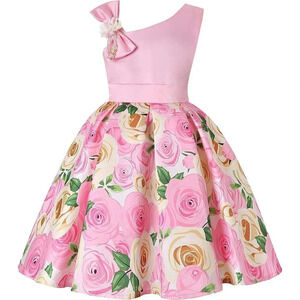 Flower Girl Dress Rose  Floral Birthday Party Dresses Pageant Ball Gown